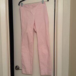 J. McLaughlin Pink and White Gingham Pants, Size 6
